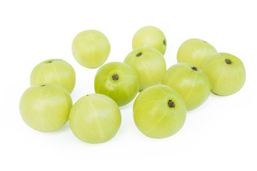 Indian gooseberry or Amla (Phyllanthus emblica) isolated on white background with clipping path