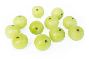 Indian gooseberry or Amla (Phyllanthus emblica) isolated on white background with clipping path