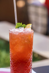 Refreshing Summer Drink with Strawberry ,Lemon, Mint and Ice.