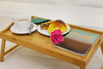 Breakfast tray in bed