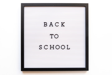 Back to school notice on message board.