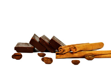 Cinnamon sticks-chocolate still life