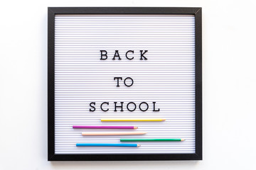 Back to school notice on message board.
