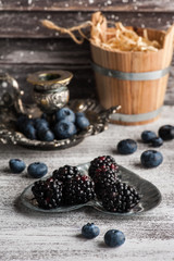 Berries on tin plate