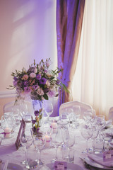 Wedding decoration table in purple