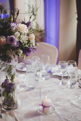 Wedding decoration table in purple