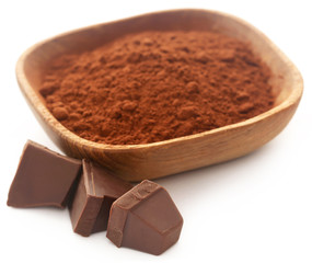 Cacao Powder over white background