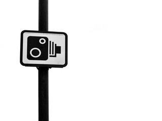 View of a Speed Camera Warning Sign on a Welsh Town Street