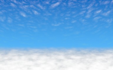 Blue sky background with white clouds. Cumulus white clouds in the clear blue sky in the morning. 3D illustration