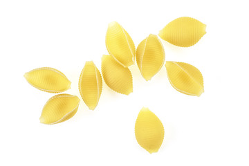 Dry macaroni on a white background
