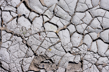 Texture, background of dry cracked earth ground. Global shortage of water on planet. Deep cracks in land as symbol of hot climate and drought. Concept of global warming