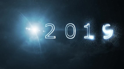 Conceptual futuristic cyber space planet wit year 2019. - Powered by Adobe