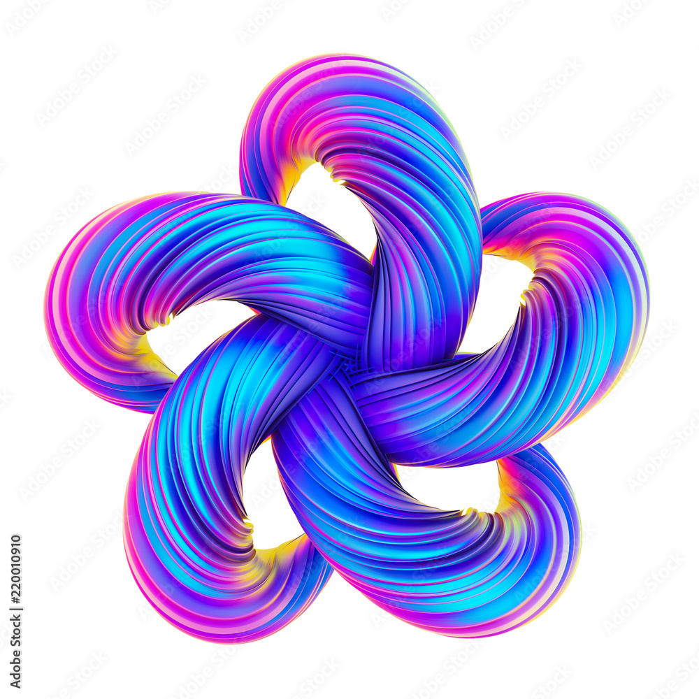 Aufkleber Holographic abstract twisted shape in fluid design 3D render