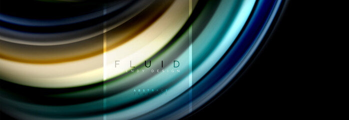 Fluid colors abstract background colorful poster, twisted liquid design on black, colorful marble or plastic wave texture backdrop, multicolored template for business or technology presentation or web