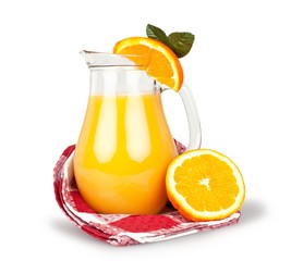 Fototapeta na wymiar Pitcher of freshly squeezed orange juice