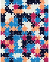 illustration of colorful shiny puzzle, separate parts