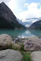 lake, rocks, mountain, blue water
