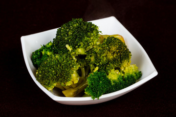 Steamed broccoli in the plate