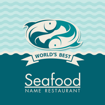 seafood menu design for restaurant on blue background