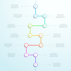 12 Point Colorful Vertical 3d Time Line Infographic
