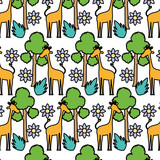 color giraffe with exotic flower and tree background
