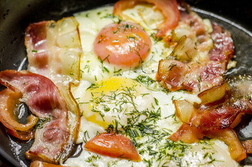 Iron pans and bacon eggs