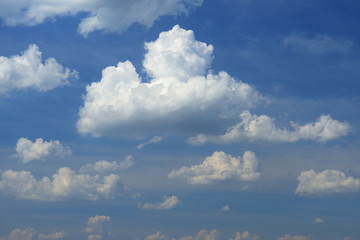 White clouds on the blue sky background