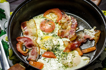 Iron pans and bacon eggs