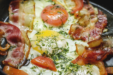 Iron pans and bacon eggs