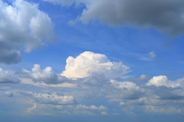 White clouds on the blue sky background
