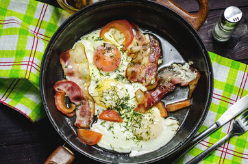 Iron pans and bacon eggs