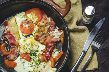Iron pans and bacon eggs