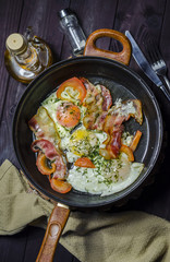 Iron pans and bacon eggs