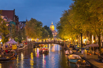 Beautiful View of Amsterdam in blue hour