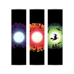 happy halloween circle gradient banner, roughen night party greeting, vector illustration