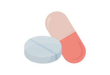 Medicine and pharmacy drugs vector illustration: pill and capsule icon. Caplet or capsule with a drug tablet or pill isolated.