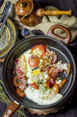 Iron pans and bacon eggs