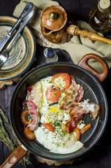 Iron pans and bacon eggs