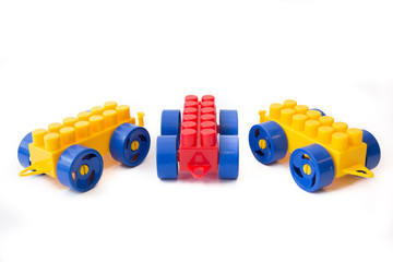 Fototapeta premium Toy typewriter from a designer on a white background isolated on a white background toy