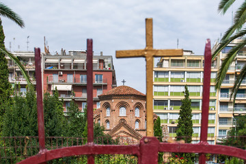 Naklejka premium Thessaloniki, Greece - August 16, 2018: Panagia Chalkeon church, Thessaloniki, Greece. Panagia Chalkeon Church was founded in 1028. Thessaloniki.