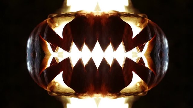 Burning pumpkin on Halloween. Looped