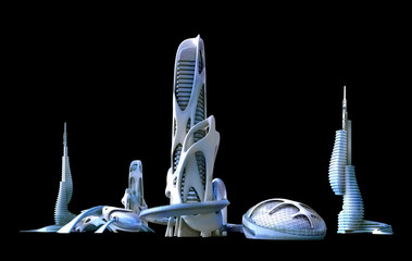 Futuristic city architecture for fantasy and science fiction illustrations.. - 220021914