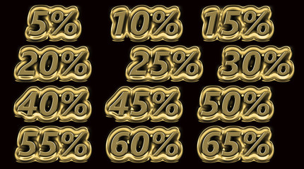 Percentage Numbers Series  3d illustration
