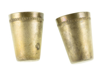 silver cup for cognac on white background