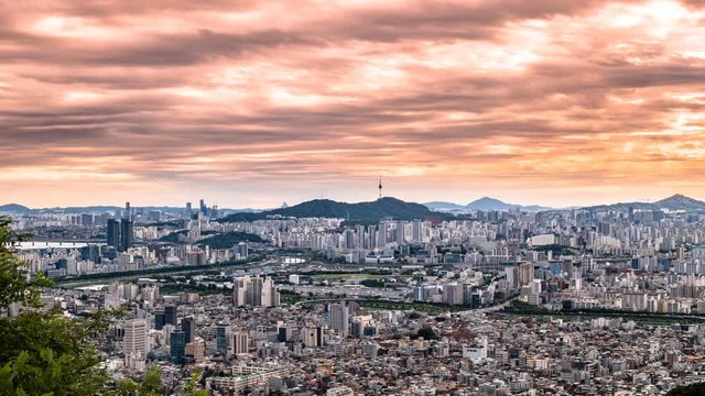 South korea, Seoul shoot of a beautiful sunset Time lapse