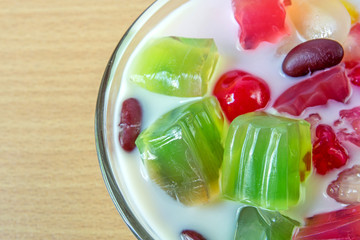 Thailand dessert Thai Foods mixed , coconut milk and jelly