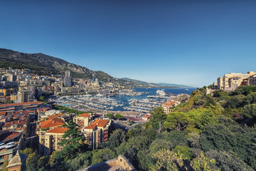 Fototapeta na wymiar Principality of Monaco viewed from Monaco-ville district