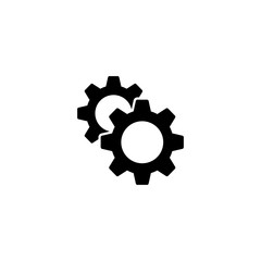 Two cogwheels settings and setup icon. Gears maintenance web icon. 