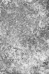 Grunge background black and white. Abstract monochrome texture. Pattern of cracks, chips, scuffs, scratches, cracks. Vintage dirty surface covered with dust and stains