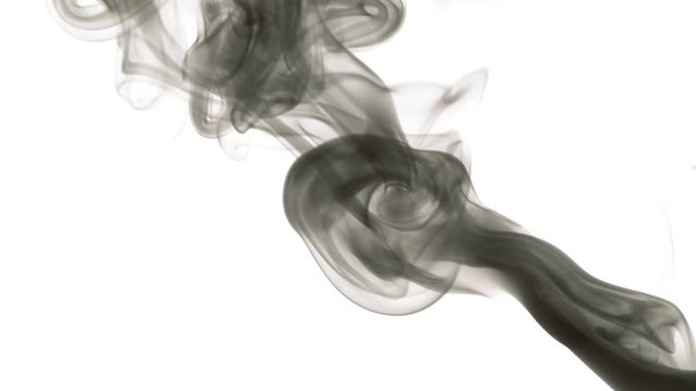 black smoke isolated background, slow motion